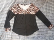 Shein Bluzka czarna ze wstawkami panterki rozm.L