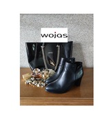 Botki skórkowe skórzane na słupku Wojas klasyczne eleganckie kobiece