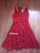 Sukienka wiskozowa letnia w kropeczki czerwona .efekt tył sznurowany! Xs