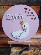 Lampka z imieniem dziecka łabądź 