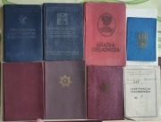 Zestaw 8 dokumentów, legitymacji okres PRL lata 50-70 