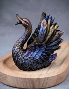 Unikatowy Czarny Łabędź Dark Academia | Multicolour Patina 10 cm upcycling