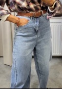 Jeansy banany mom fit boyfriend baby blue wysoki stan L 40