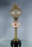 Angielska lampa naftowa kolumnowa/ szlif Baccarat kon.XIX