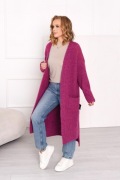 Kardigan damski Basic długi śliwka fiolet  klasyka nowość 