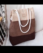 Torebka mocca 3 kolorowa beż brąz A4