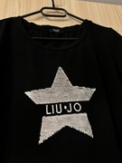 Bluzka elegancka koszulka Liu Jo M czarna gwiazda cekiny Star t-shirt 