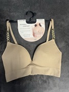 Top biustonosz prążkowany beżowy S/M