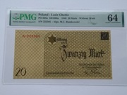Getto Łódź. Banknot 20 Marek 1940 PMG 64 