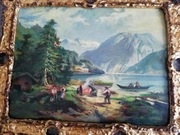 Stary obraz wg. E. Schleicha der Ältere (1812–1874) Pejzaż, olej, sygn.