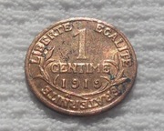 Francja III Republika 1 centym 1919 KM# 840 Wolnosc w czapce frigijskiej