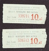 1975, Mini.Kultury i Sztuki, 2x bilet Kino Przyjaźń, 10zł, stemple