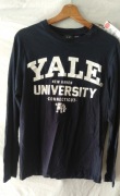 granatowa koszulka z długim rękawem z białym logo Uniwersytetu Yale S 38