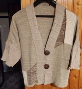 Sweter damski rozpinany (kardigan) ZELE z lnu, r. L