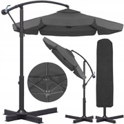 PARASOL ogrodowy DUŻY SKŁADANY z WYSIĘGNIKIEM i FALBANĄ + POKROWIEC