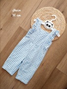 Kombinezon dziewczęcy Shein 98 niebieska kratka falbanki lato