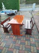 Stół ogrodowy z ławkami - Drewniany - Meble ogrodowe - Stoły
