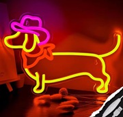 NEON pies jamnik na deskorolce 42x29cm lampka LED sciemniacz 