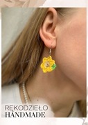 Żółte ręcznie robione kolczyki kwiatki na szydełku nowe handmade