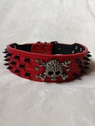 Stylowa Obroża dla psa z Kolcami i Czaszką rozmiar L XL 47 -54 cm