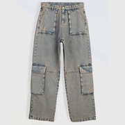 Niebieskie proste spodnie jeansowe z kieszeniami carpenter Reporter Young