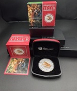 LUNAR II,YEAR OF THE TIGER 1oz SILVER COLOURED COIN /SET 2010THE PERTH MINT