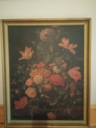 OBRAZ  olejny  ABRAHAM MIGNON "Kwiaty i gałąź pomarańczy" 88/67 cm