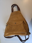 Plecak damski Herisson żółty musztardowy, eko skóra, nowy z metką