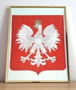 Godło orzeł Polska 420x320 mm [320x280 mm] w złotej ramie PIĘKNE