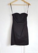 Sukienka mini H&M 34 XS mała czarna satynowa gorset