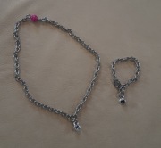 komplet zestaw naszyjnik bransoletka inicjał "m"