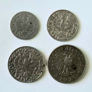 II Rp Zestaw monet 10 , 20 , 50 groszy 1 złoty 