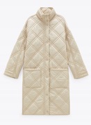 ZARA pikowany płaszcz kremowy S