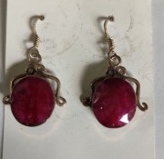 Kolczyki srebrne z rubinem