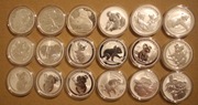 KOALA 1 $ DOLAR AUSTRALIA  2007 - 2024 CAŁY KOMPLET 18 x 1 OZ 999 MENNICZE