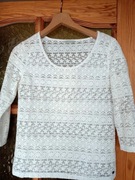 Biała koronkowa bluzka ażurowa rękaw 3/4