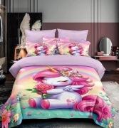 Pościel dziecięca jednorożec kwiaty bawełna satynowa 160x200 +2 poduszki 