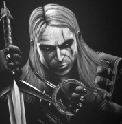 Wiedzmin Oryginalny obraz ręcznie rzeźbiony Grawer