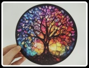 Nowy witraż dekoracja okienna łapacz słońca jesienne drzewo kolorowe drzewo