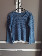 Niebieski ażurowy sweterek z długim rękawem sweter damski rozm S chabrowy