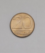 20 zł 1988r, CuNi, ,srednica 26,5mm, waga 8,7g,stan UNC