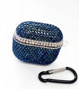 Etui do AirPods 4 – Ręcznie Zdobione Cyrkoniami – Blue & AB – Luxury Case