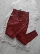 ZARA świetne bordowe spodnie z eko skóry XS 34