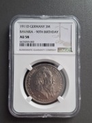 3 marki 1911 r. Bawaria NGC AU 58