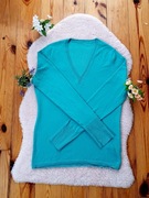 Modny Niebieski Sweterek Damski z Dekoltem V