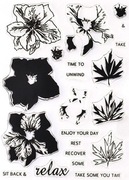 Zestaw stempli Kwiaty i napisy.