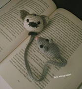 Kot kotek z myszką zakładka do książki na szydełku