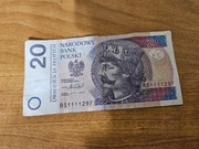 Banknot obiegowy 20zl Seria BS1111297