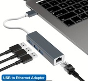 Adapter USB Ethernetowy z 3 Portami USB 3.0 Adapter USB do Ethernetu