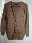 DEX brązowy sweter kardigan angora rXS/S